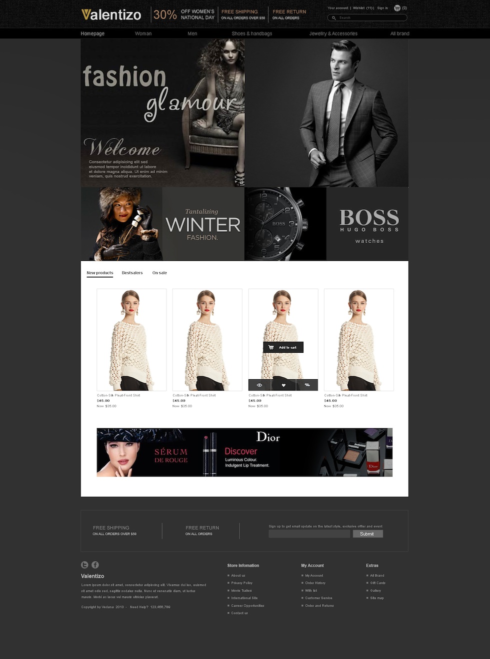 Thiết kế website thời trang bằng Magento theo mẫu mp_valentizo